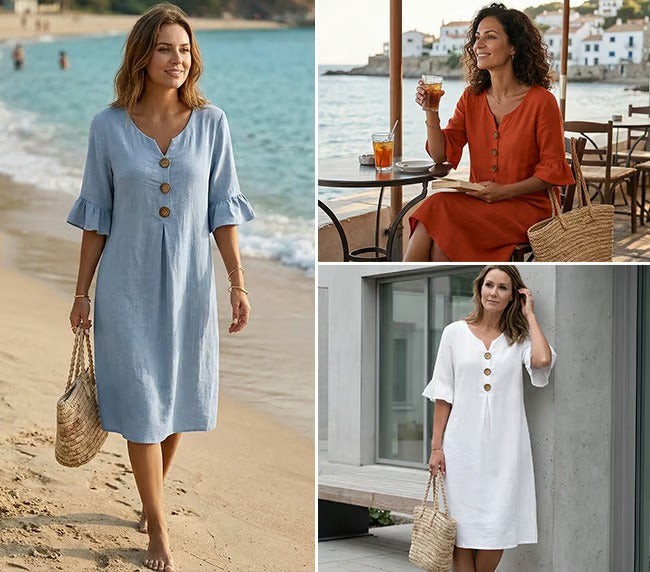 Sofía - Vestido de algodón con volantes suaves
