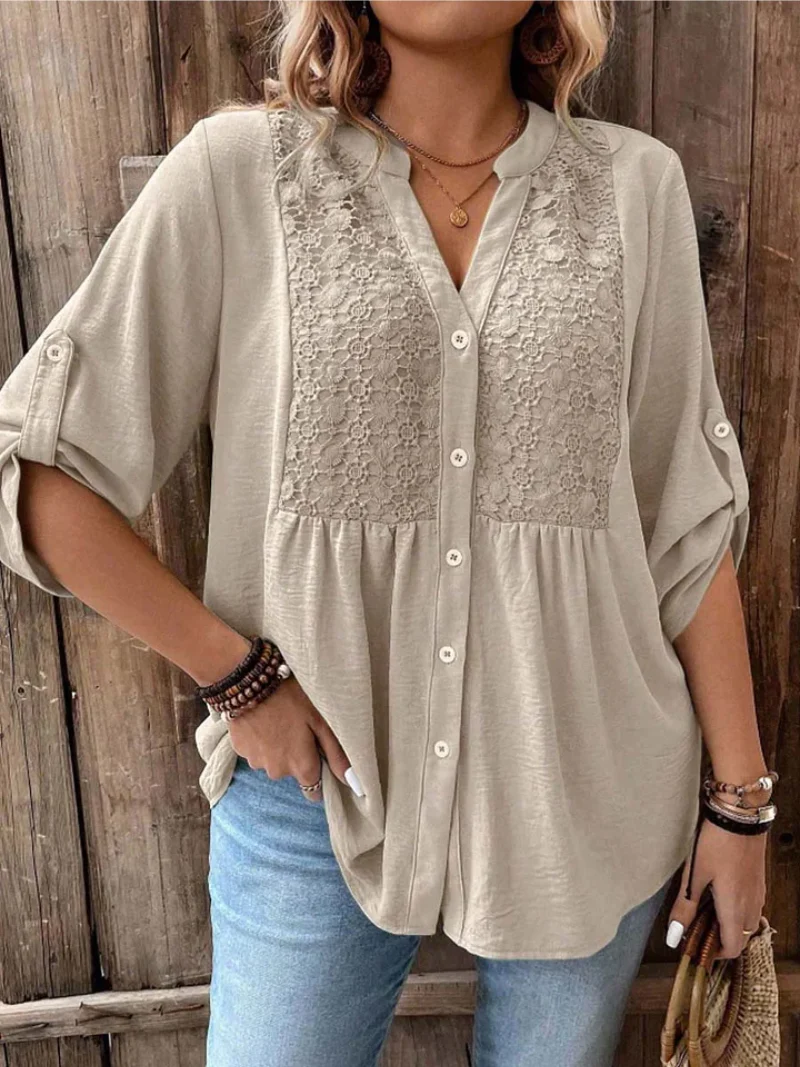 Noor - Blusa con escote en V y botones