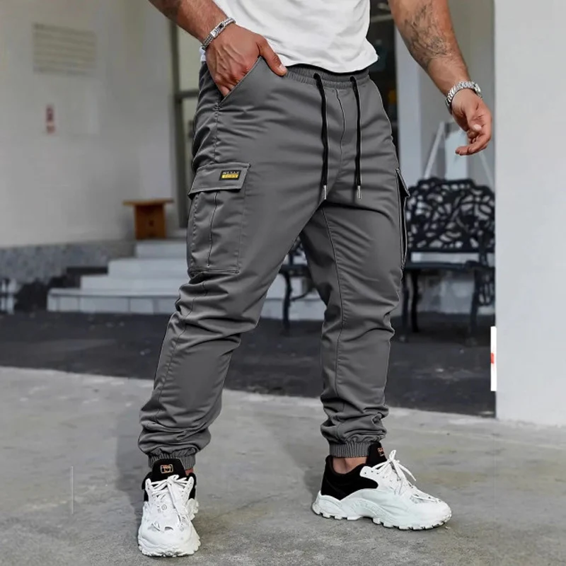 Izan - Pantalones cargo casuales para hombre con cordón ajustable