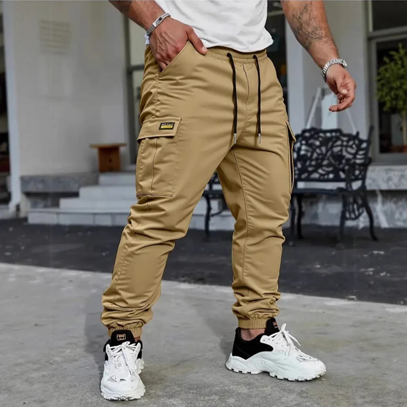 Izan - Pantalones cargo casuales para hombre con cordón ajustable