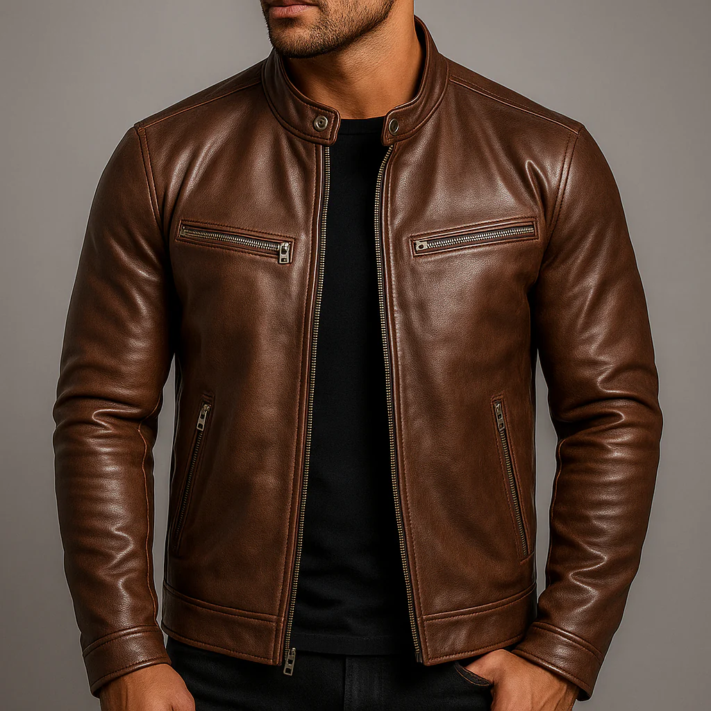Enzo - Chaqueta de cuero vintage
