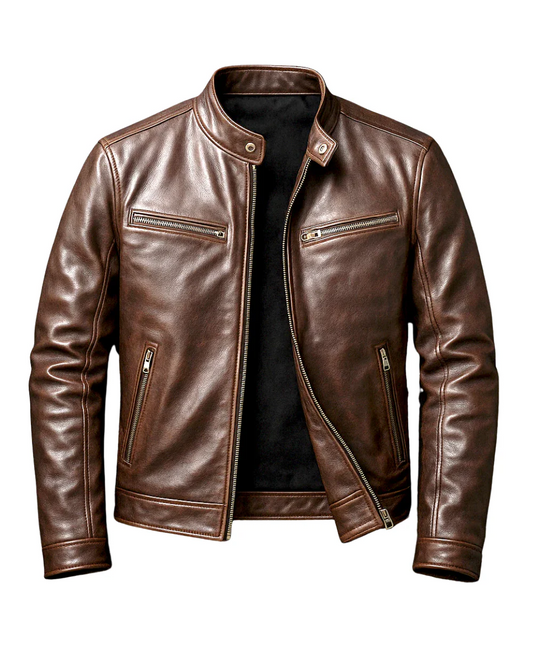 Enzo - Chaqueta de cuero vintage