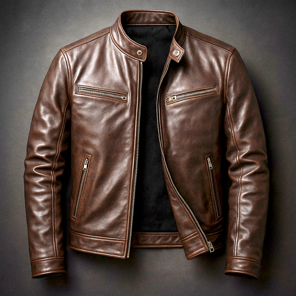 Enzo - Chaqueta de cuero vintage