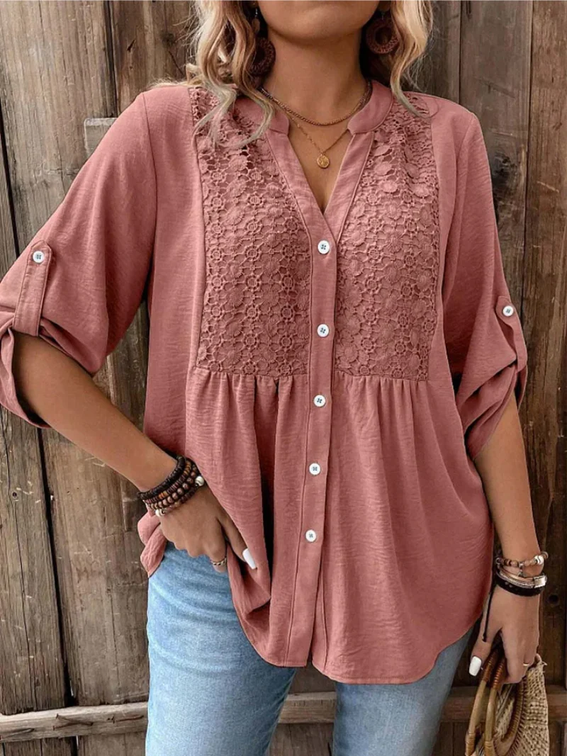 Noor - Blusa con escote en V y botones