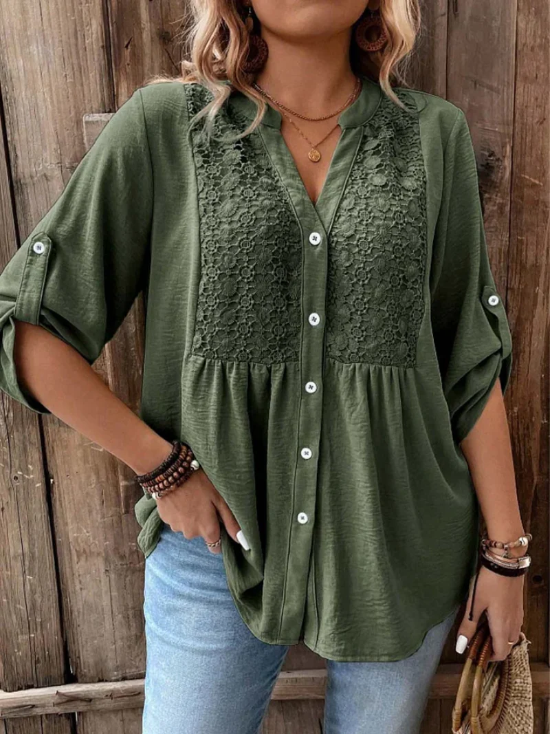 Noor - Blusa con escote en V y botones