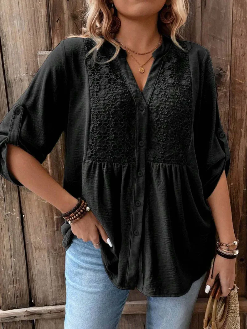 Noor - Blusa con escote en V y botones