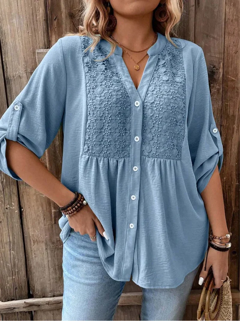 Noor - Blusa con escote en V y botones