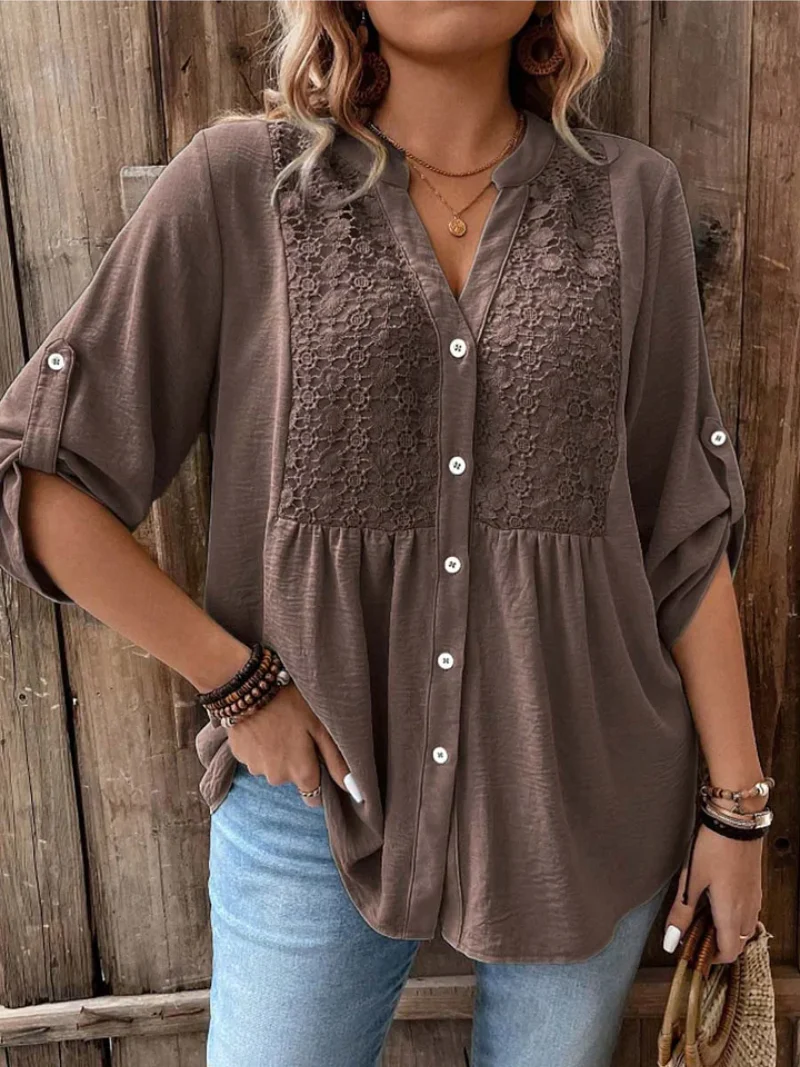 Noor - Blusa con escote en V y botones